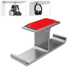 Headphone Hanger Stand Under Desk Hook Aluminum Stick-On Adhesive Dual Headse...