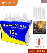 Food Safe Clear Squeeze Bottles Set of 6 - 12-Ounce Reusable Kitchen Must-Haves