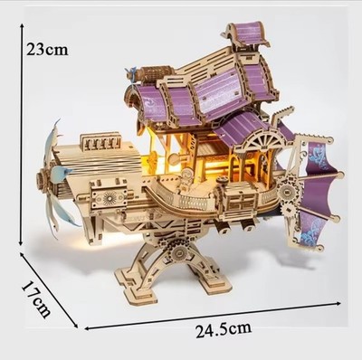 Holzmechanisches DIY-Modell mit LED-Beleuchtung