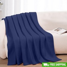 Lightweight Cotton Waffle Weave Blanket All Seasons Cozy Comfort Soft Bedding US