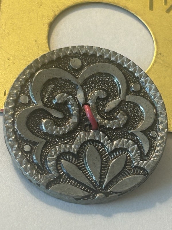 Vintage Pewter Button Sew Thru Art Nouveau Design 1&1/8”