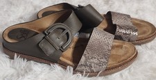Sofft Comfort Sandals Braye Taupe/Bronze Print Leather Slides Open Back Size 8