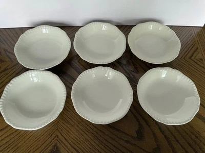 6 Copeland Spode Gadroon Off-white Cereal Bowls Scalloped Rope Edge - Image 1 of 4