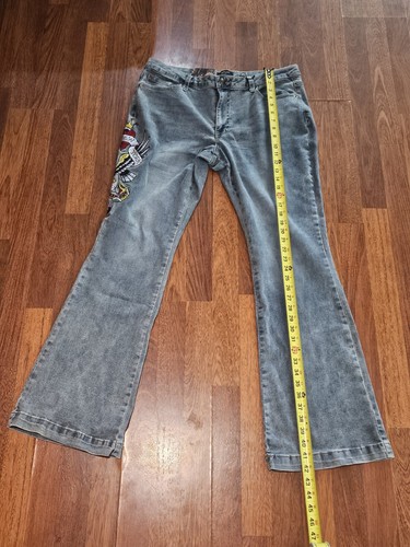 Ed Hardy Y2k 2000s NYC Eagle Slim Flare Jean Sz 34 New With Tags - Picture 8 of 19