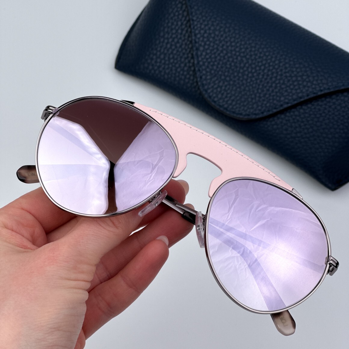 Loewe Men Sunglasses Pink Leather Bordeaux Mirror Pilot 
