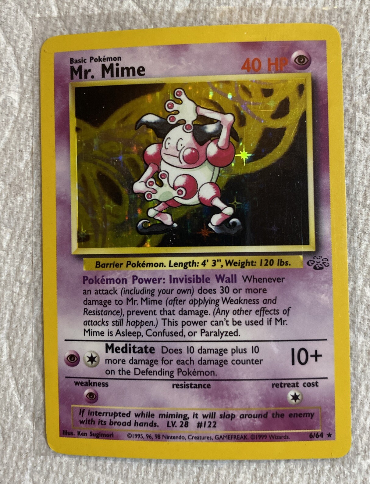Mr. Mime Pokémon 1999 Jungle Unlimited 6/64 Holo CGC NM