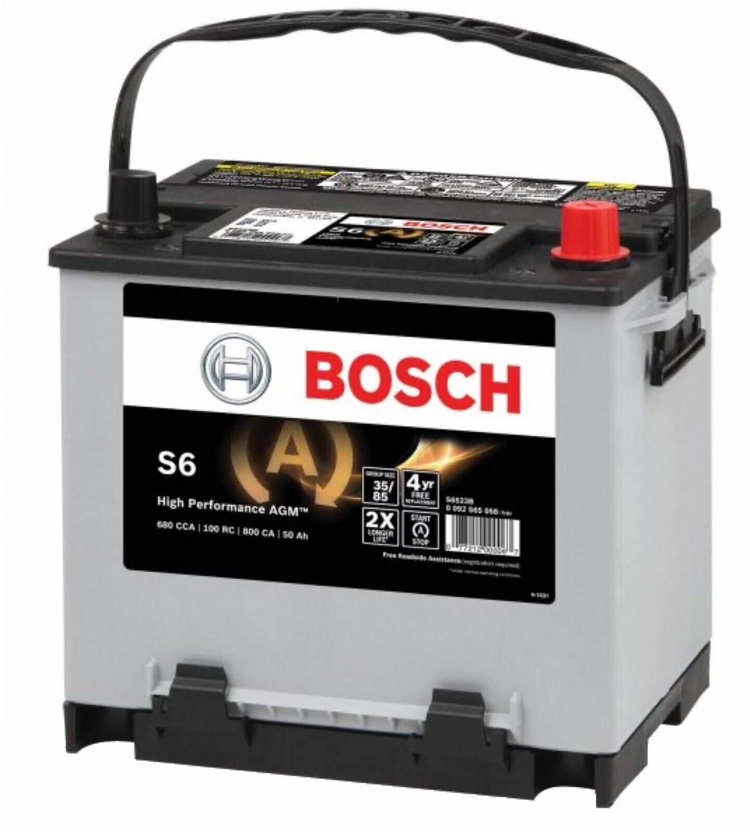 Battery Bosch AGM Valve Regulated BCI Group 35 CCA 680 100 Reserve Capacity