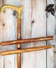 NEW SOLID ANTIQUE SOLID BRASS HANDLE WOODEN WALKING STICK CANE VINTAGE DESIGNER