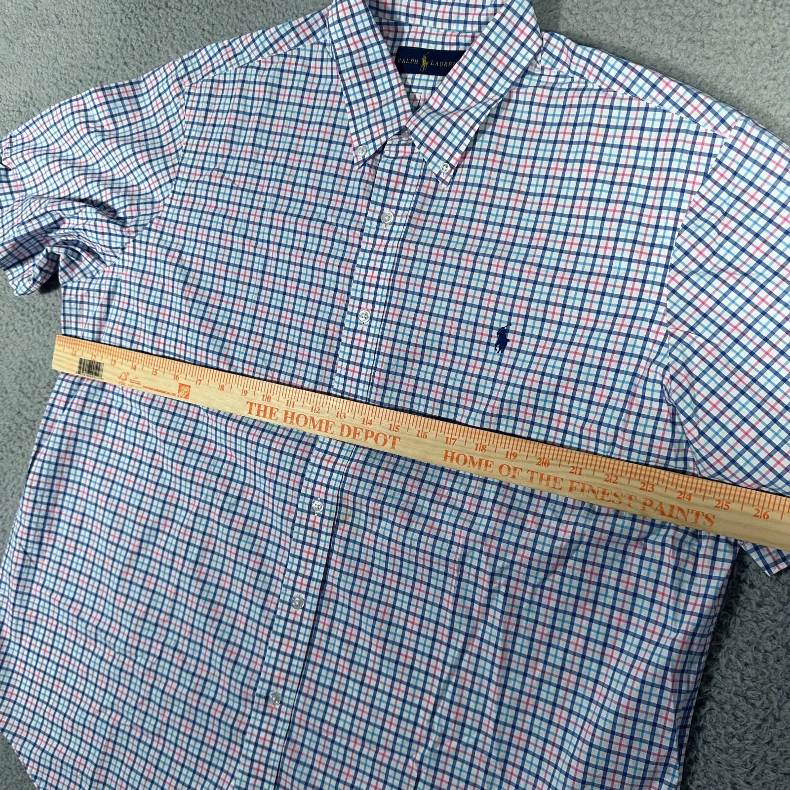 Polo Ralph Lauren camicia uomo 2XL bianco rosa check bottoni logo pony casual