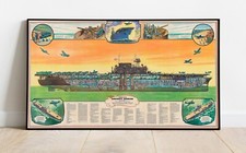 1944 Aircraft Carrier World War II WWII Military Navy Flat-top Wall Poster Print
