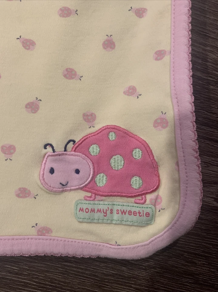 Just One Year Rosa Ladybugs Mommy's Sweetie Algodón Niña Manta Seguridad Lovey Foto 2 de 4