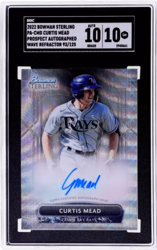 2022 Bowman Sterling Curtis Mead Prospect Auto Wave Refractor /125 SGC 10/10