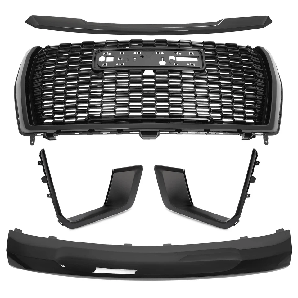 Juego de 5 piezas de molduras de capó de rejilla delantera para GMC Yukon/XL Denali 21-24 negro Foto 3 de 4