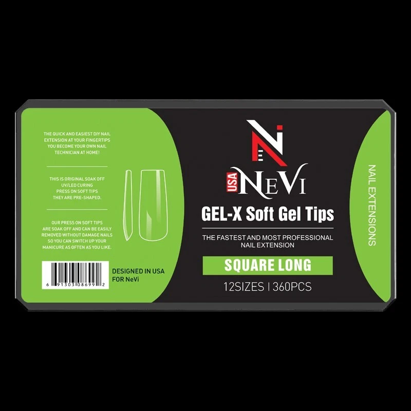 Gel de Uñas-X Caja Natural de Puntas 12 Talla NeVi EE. UU. (Cuadrado Largo) Foto 3 de 3