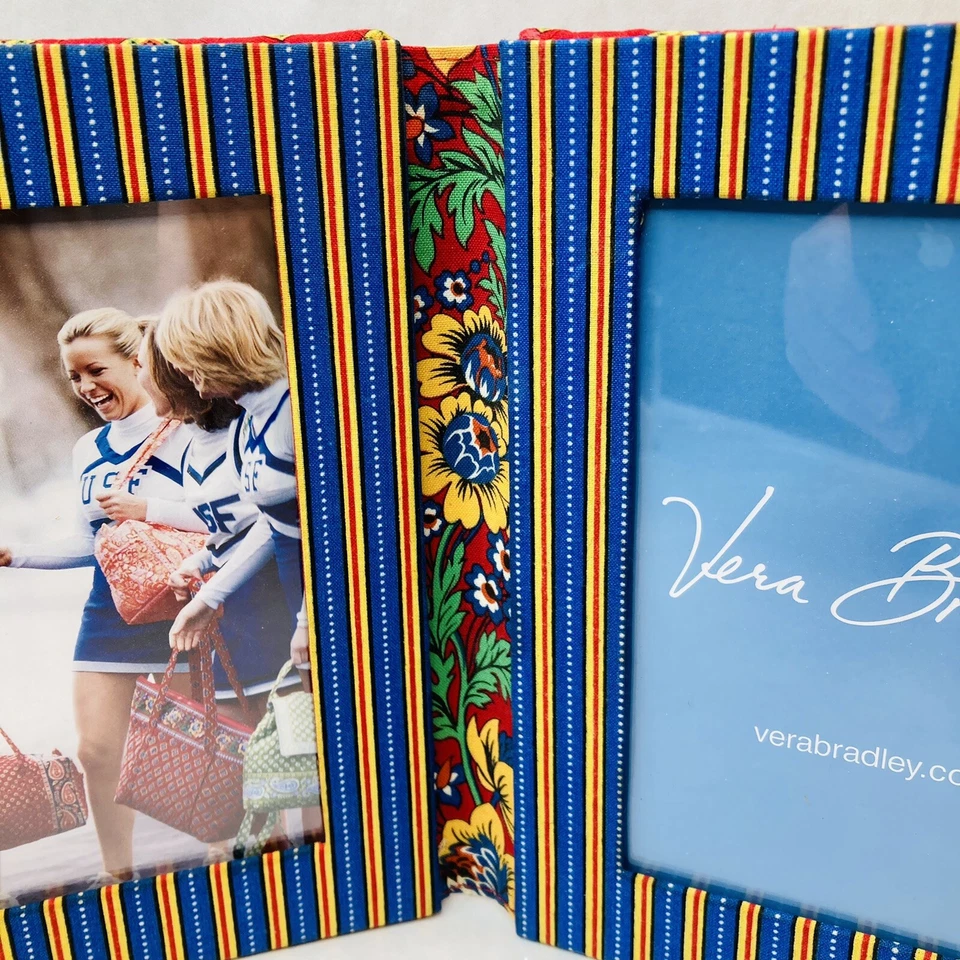 Libro con marco de fotos Vera Bradley Villa rojo contiene 2 fotos de 4x6" acolchado floral Foto 4 de 4