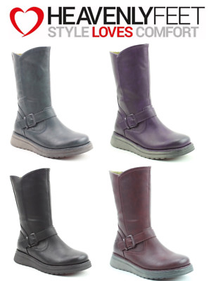 HEAVENLY FEET BELLA LADIES HALBHOHE STIEFEL DAMEN REISSVERSCHLUSS WINTER KEILABSATZ SMART VEGAN