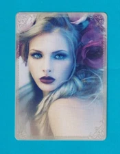 Beautiful Blonde Lady + Roses - Single Modern  Wide Linen  Swap P/Card Lace Edge