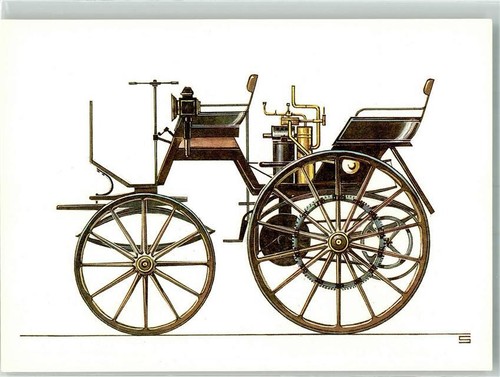 39874421 - Oldtimer Daimler Motorkutsche v. 1886 Planet Verlag sign. Swoboda