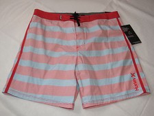 Men's Hurley board shorts swim surf skate trunks boardshorts 30 red blue striped
