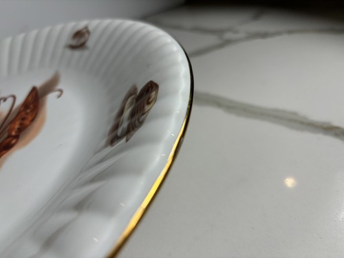 Wawel Lobster & Clam Print Serving Dish Plate 12" Made in Poland Gold Rim - Picture 11 of 11