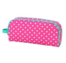 Girl's Pencil Pouch Case Dottie Pink White Dots Zippered Pencil Bag