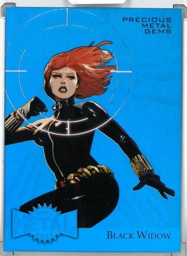 2015 Fleer Retro Marvel Black Widow 1995Blaster Precious Metal Gems /50 Blue