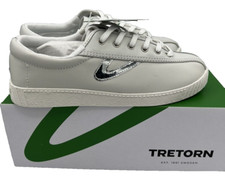 Tretorn Women's US 9M Nylite Plus Leather Silver Lace Up Sneakers White Sweden