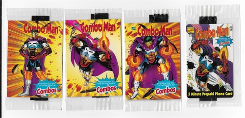 MARVEL COMBO MAN 3 SEALED CARD PACKS AND A PHONE CARD AS SHOWN MARS INC ...