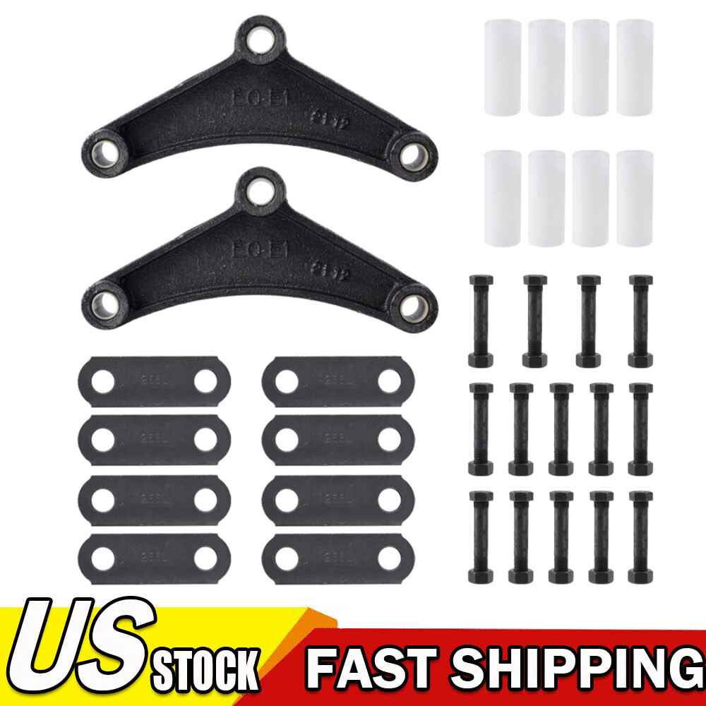 Black Steel Tandem Trailer Axle Shackle Kit for Double Eye Spring W/ Equalizers
