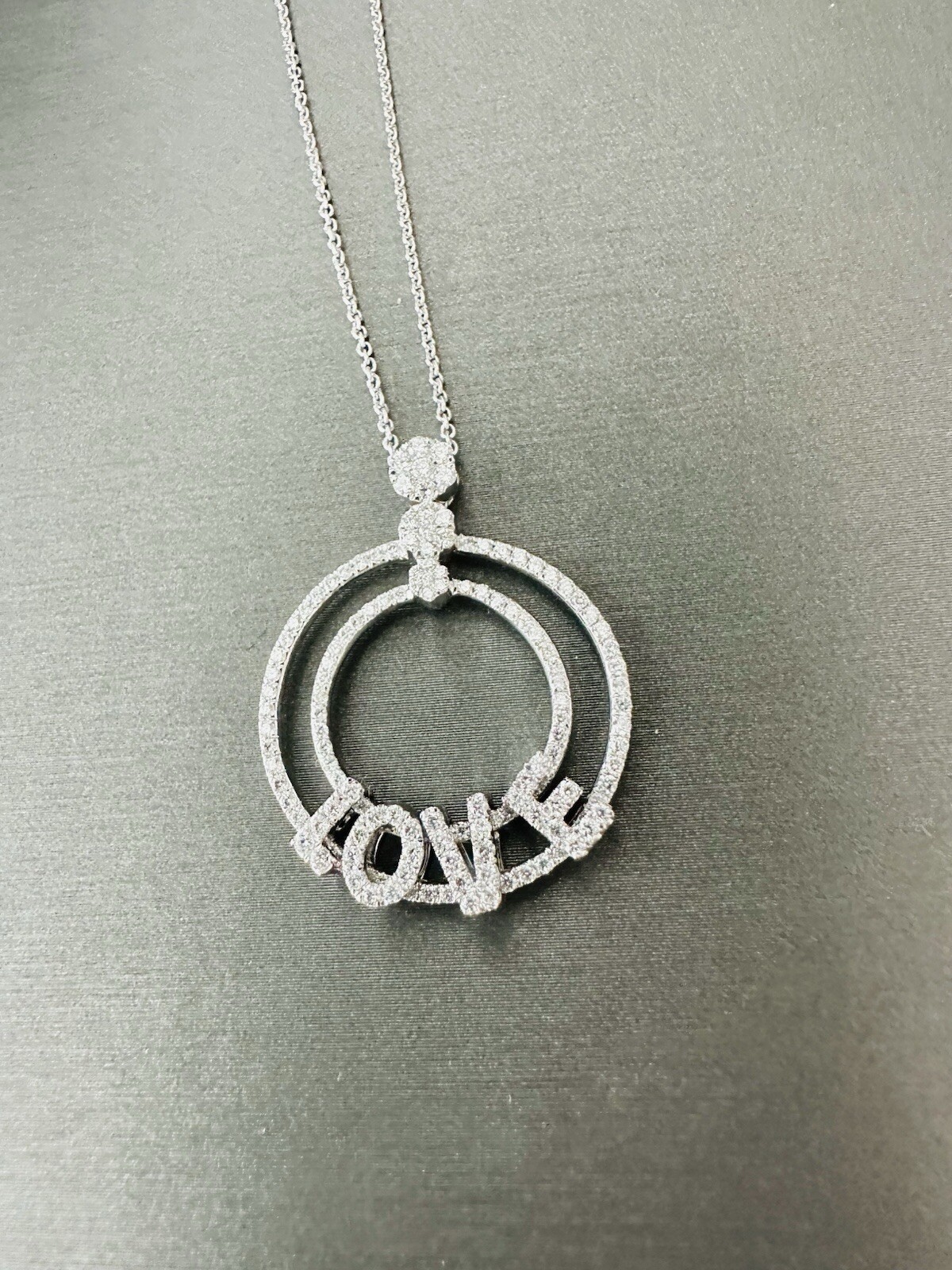 Hulchi Belluni 18k White Gold & Diamond LOVE Necklace ~ Stunning 😍 - Image 2