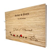 "GäStebuch Hochzeit Gravur Mit Namen Holz Hochzeitsbuch Fotobuch \"Just Married\""