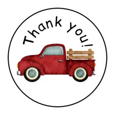 Old red truck Thank you stickers, labels, tags, envelope seals,