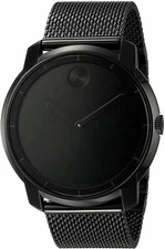 New Movado Bold Black Ion Mesh Bracelet 44mm Slim Mens Watch 3600261