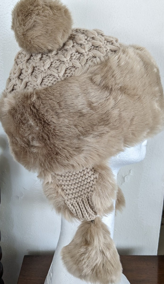 Ladies Knit and Faux Fur WInter Hat | eBay