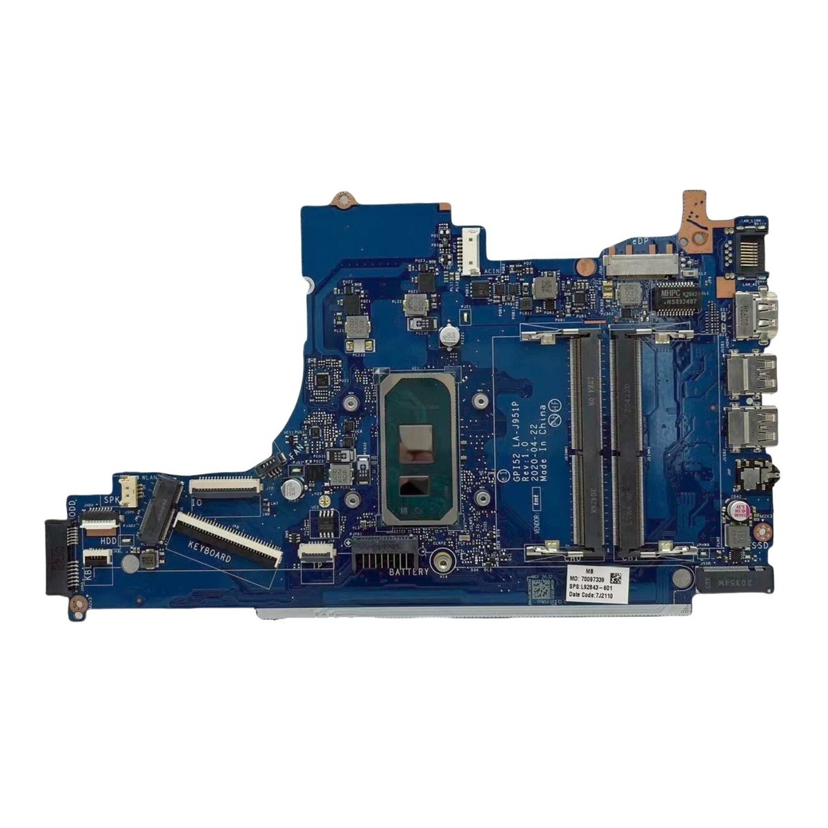 GPI52 LA-J951P For HP 250 G7 Laptop Motherboard Core i5-1035G1 CPU