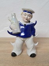 Porzellan Deko Figur Schnaps Flasche Matrose Maritime Porzellan Vintage