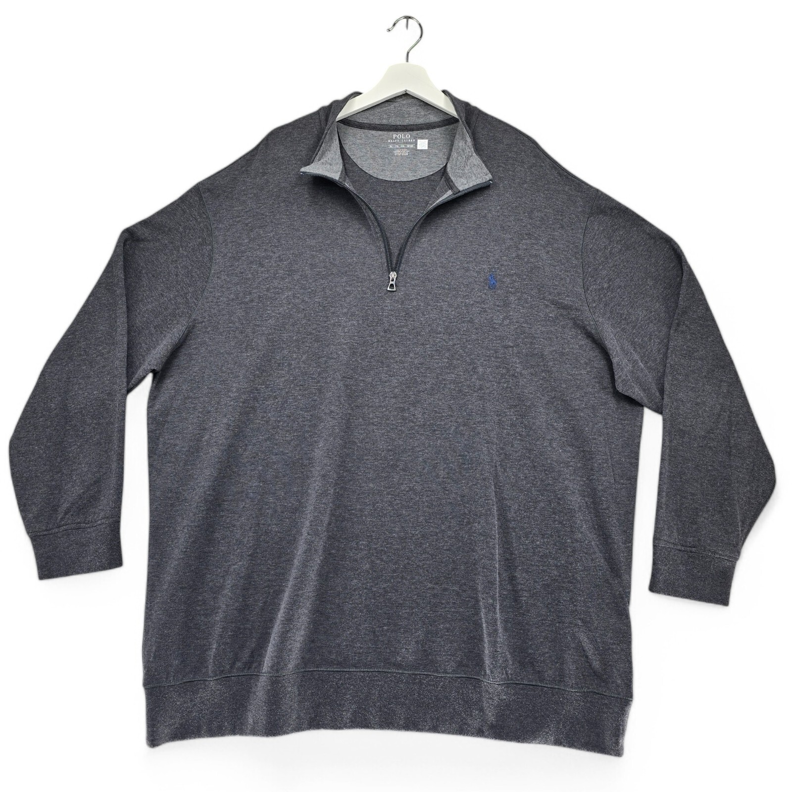 Polo Ralph Lauren 1 4 Zip Pullover Uomo 2XLT Grigio Felpa Preppy Casual Pony