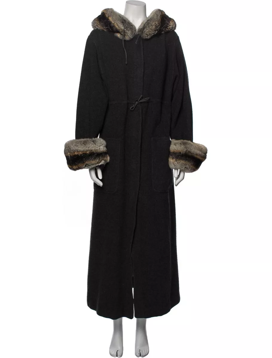 FENDI Cashmere Coat With Hood & Chinchilla Fur Trim Size: M | US6, IT42