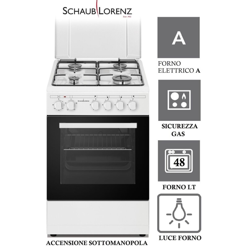 SCHAUB LORENZ SS450EW CUCINA 50X50 4 FUOCHI FORNO ELETTRICO BIANCO