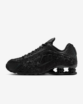 HV0934-002 Nike Women's Shox R4 Black Floral Dark Smoke Grey HV0934-002 Nike Women's Shox R4 Black Floral Dark Smoke Grey