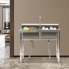 Commercial Restaurant Utility Kitchen Sink Double Compartment Stainless Steel US