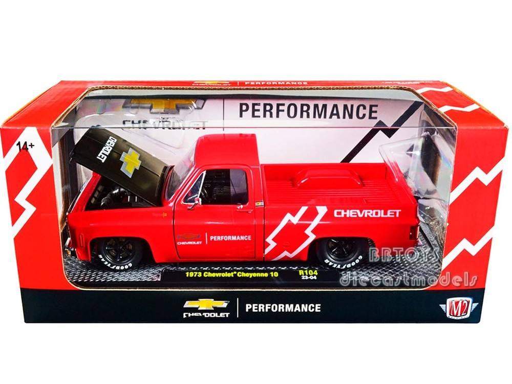 1973 CHEVROLET CHEYENNE 10 PICKUP BRIGHT RED 1/24 DIECAST MODEL M2 40300-104 B
