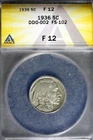 1936 - ANACS F12 DDO-002 FS-102 Buffalo Nickel! #B24815