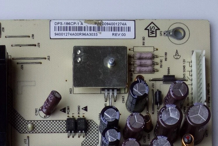 Placa de unidad de fuente de alimentación Haier 0094001274A (DPS-186CP-1A) para HL32P1 Foto 3 de 3