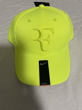 Cappello berretto tennis giallo Roger Federer Nike Legacy 91 nuovo con etichette ricamato grande logo