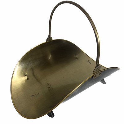 Vintage Black Gold Fireplace Log Fire Wood Holder Footed Moveable