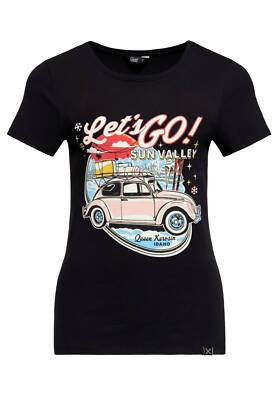 Queen Kerosin Damen Basic T-Shirt Queen of Sun Valley in black