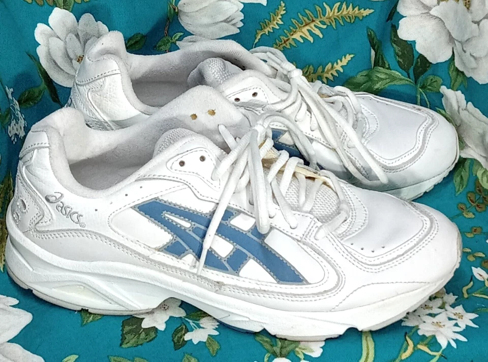 ASICS - SNEAKERS - Women's Size 10 White with Blue Leather w/ Faux Leather * VG - Image 2 of 4