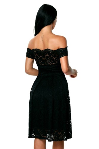 Plus Size Off The Shoulder Lace Dress-Women-XXL-Fashion Dress-3 Color Choices - Picture 2 of 9