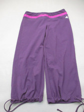 ADIDAS CLIMALITE Size S Womens Drawstring Pull On Athletic Cropped Pants 448